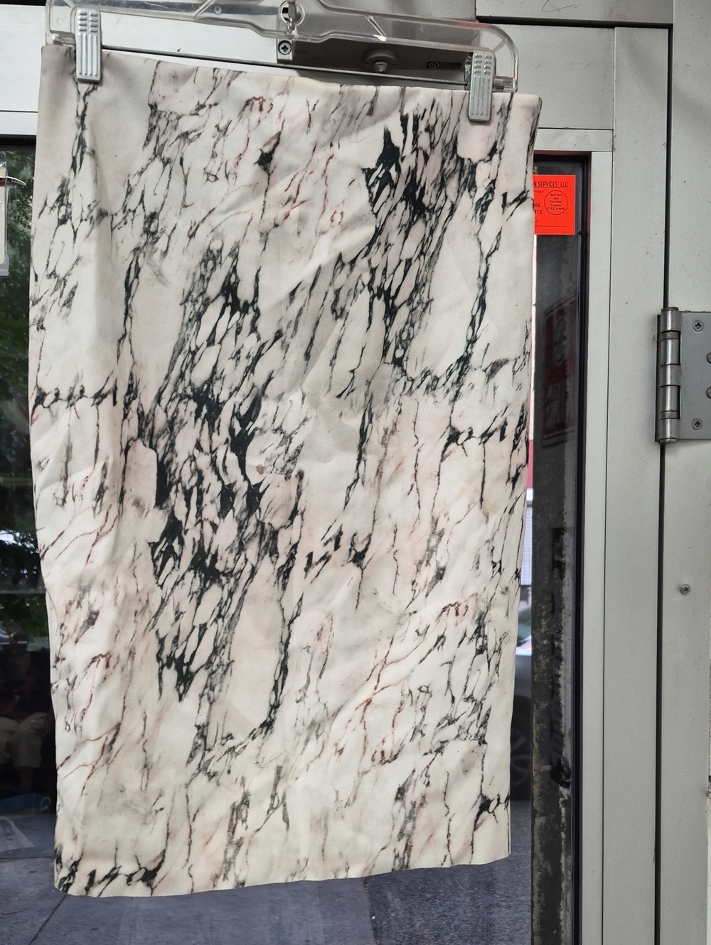 Marble-Print Decorative Fabric Panel - White And Green